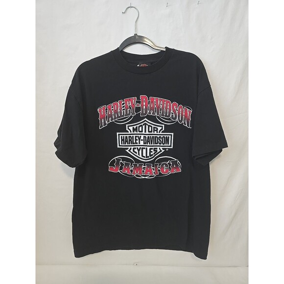 PAIR of Harley Davidson XL T Shirts  St. Kitts & Jamaica Black Travel Motorcycle - Picture 2 of 16